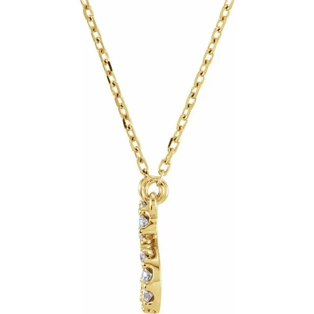 Necklaces TreasureFineJewelers 14K Yellow Gold 16 CTW Natural Diamond Initial B 16 Necklace