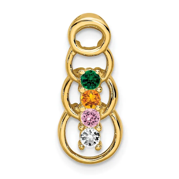Necklaces TreasureFineJewelers 14k Yellow Gold 4 Genuine Stone Family Pendant