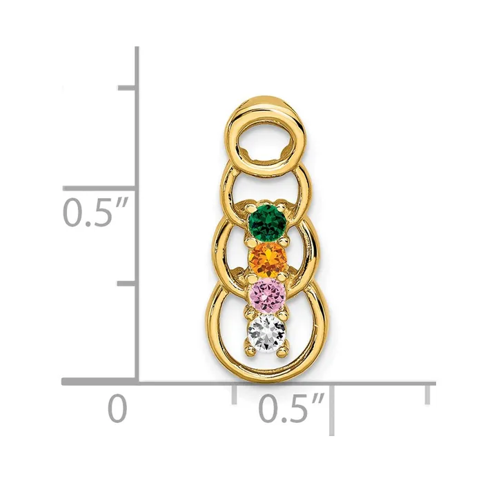 Necklaces TreasureFineJewelers 14k Yellow Gold 4 Genuine Stone Family Pendant