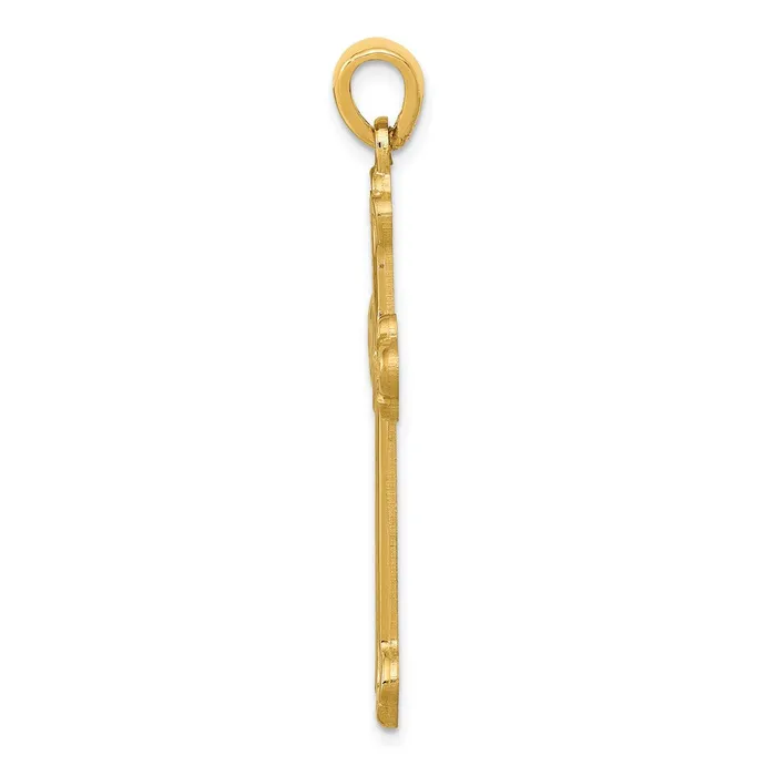 Necklaces TreasureFineJewelers 14k Yellow Gold Budded Cross Pendant