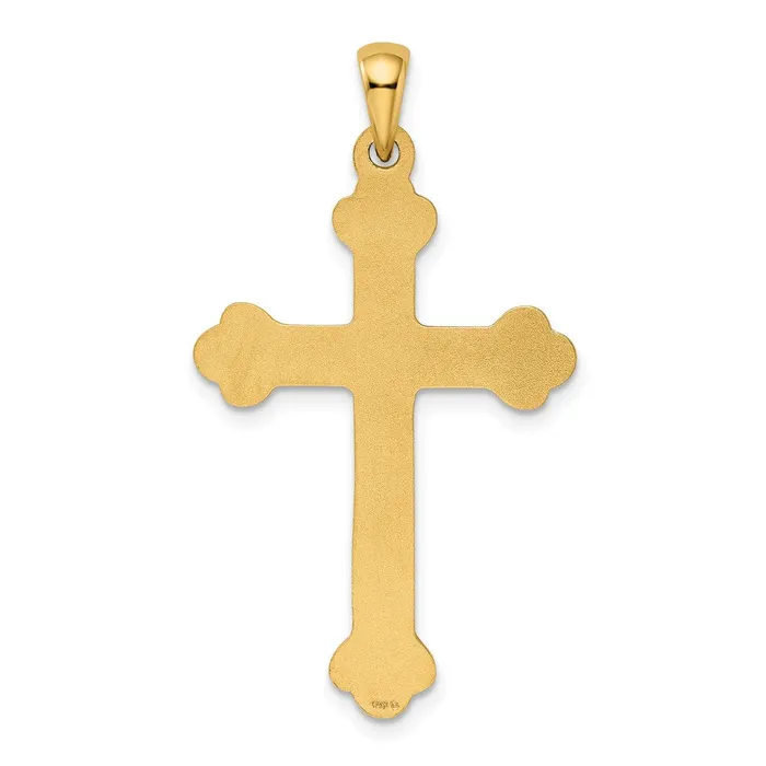 Necklaces TreasureFineJewelers 14k Yellow Gold Budded Cross Pendant