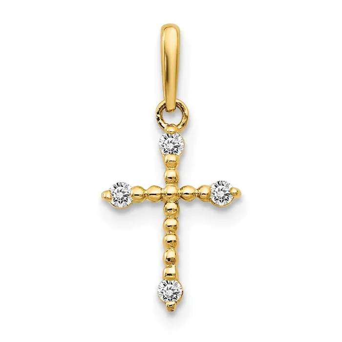 Necklaces TreasureFineJewelers 14k Yellow Gold CZ Childrens Cross Pendant Necklaces TreasureFineJewelers 14k Yellow Gold CZ Childrens Cross Pendant