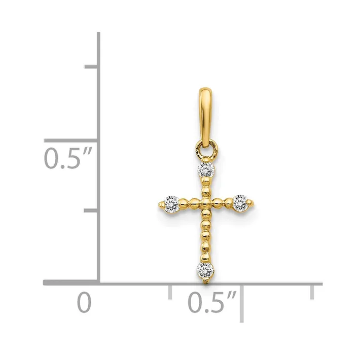 Necklaces TreasureFineJewelers 14k Yellow Gold CZ Childrens Cross Pendant