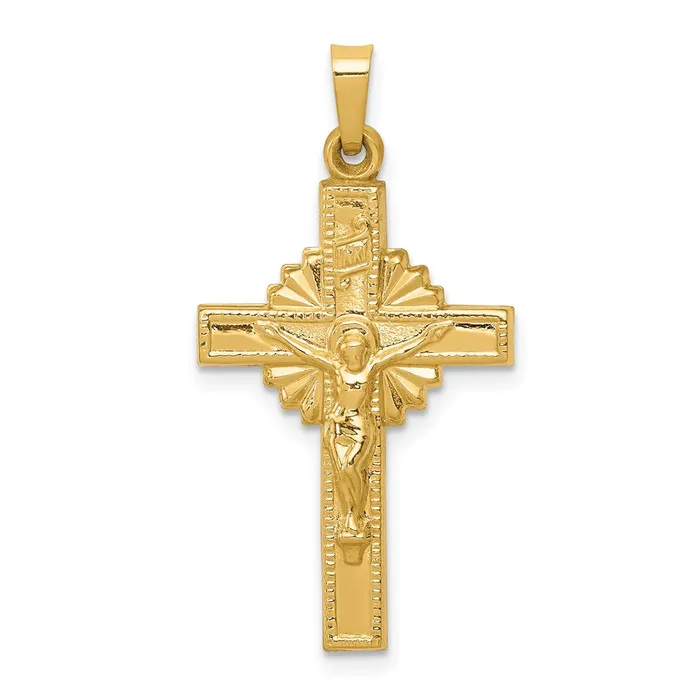 Necklaces TreasureFineJewelers 14k Yellow Gold INRI Hollow Crucifix Pendant Necklaces TreasureFineJewelers 14k Yellow Gold INRI Hollow Crucifix Pendant