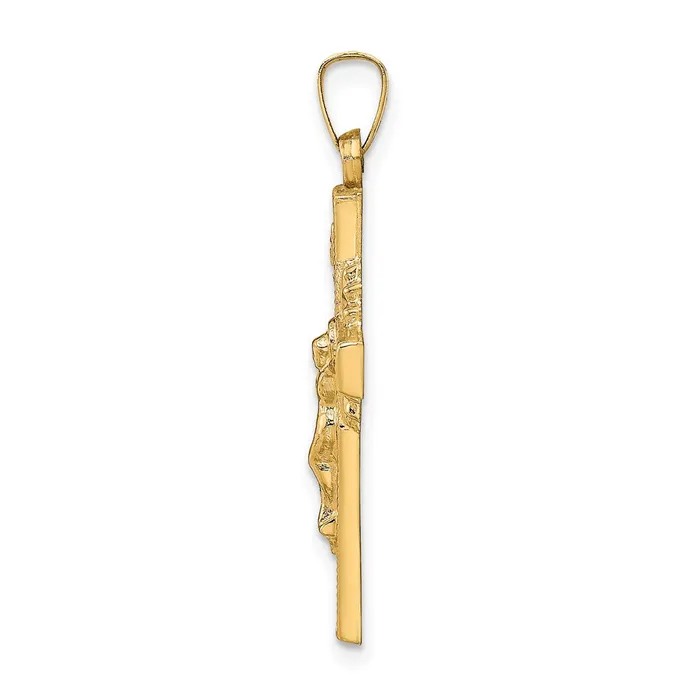 Necklaces TreasureFineJewelers 14k Yellow Gold INRI Hollow Crucifix Pendant