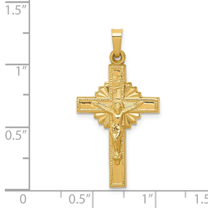 Necklaces TreasureFineJewelers 14k Yellow Gold INRI Hollow Crucifix Pendant