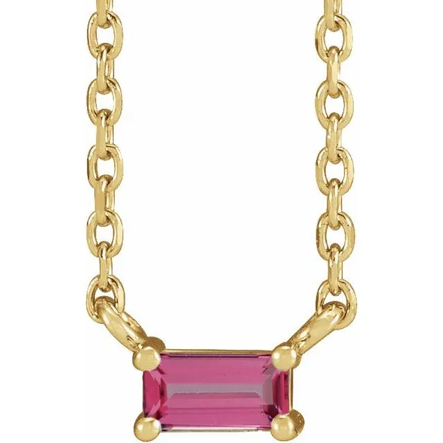 Necklaces TreasureFineJewelers 14K Yellow Gold Natural Pink Tourmaline Solitaire 18 Necklace Necklaces TreasureFineJewelers 14K Yellow Gold Natural Pink Tourmaline Solitaire 18 Necklace