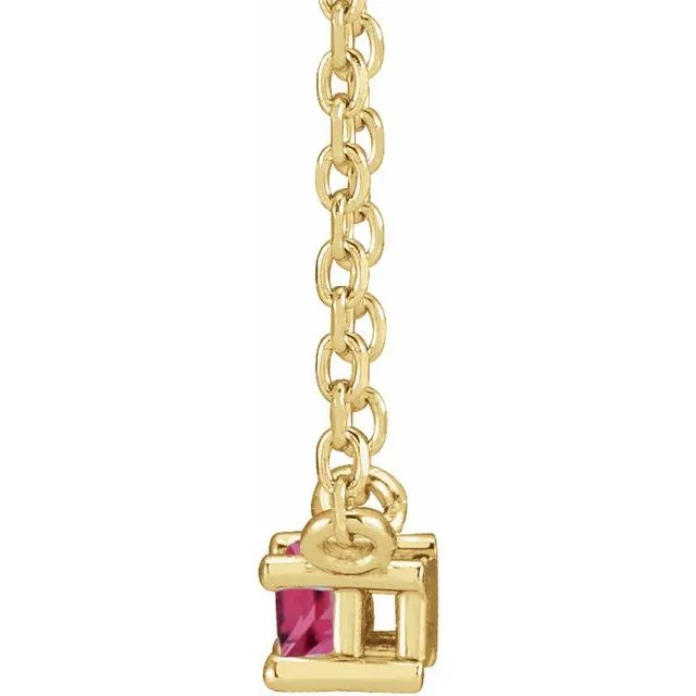 Necklaces TreasureFineJewelers 14K Yellow Gold Natural Pink Tourmaline Solitaire 18 Necklace