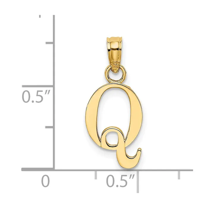 Necklaces TreasureFineJewelers 14k Yellow Gold Polished Block Letter Q Initial Pendant