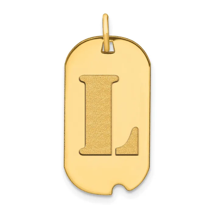 Necklaces TreasureFineJewelers 14k Yellow Gold Polished Letter L Initial Dog Tag Pendant Necklaces TreasureFineJewelers 14k Yellow Gold Polished Letter L Initial Dog Tag Pendant