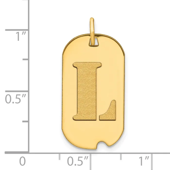 Necklaces TreasureFineJewelers 14k Yellow Gold Polished Letter L Initial Dog Tag Pendant