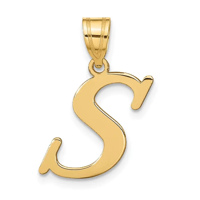 Necklaces TreasureFineJewelers 14k Yellow Gold Polished Letter S Initial Pendant Necklaces TreasureFineJewelers 14k Yellow Gold Polished Letter S Initial Pendant