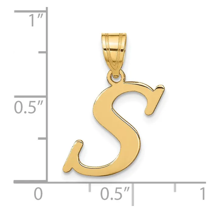 Necklaces TreasureFineJewelers 14k Yellow Gold Polished Letter S Initial Pendant