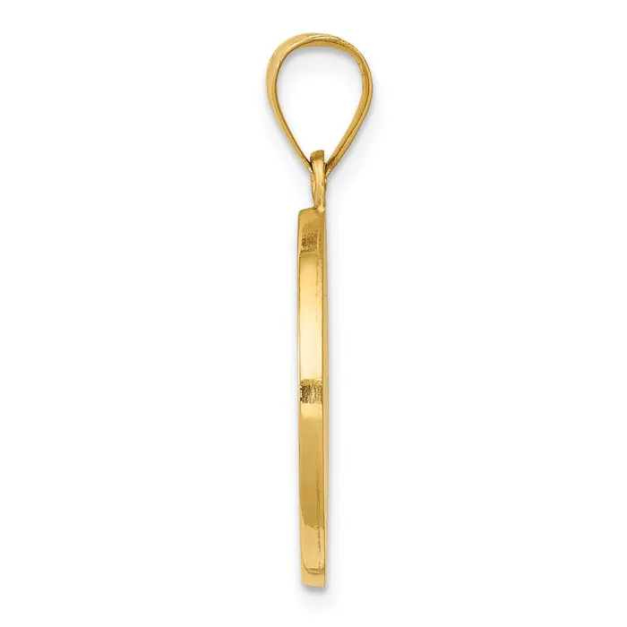 Necklaces TreasureFineJewelers 14k Yellow Gold Polished Satin Hollow Divino Nino Round Medal Pendant