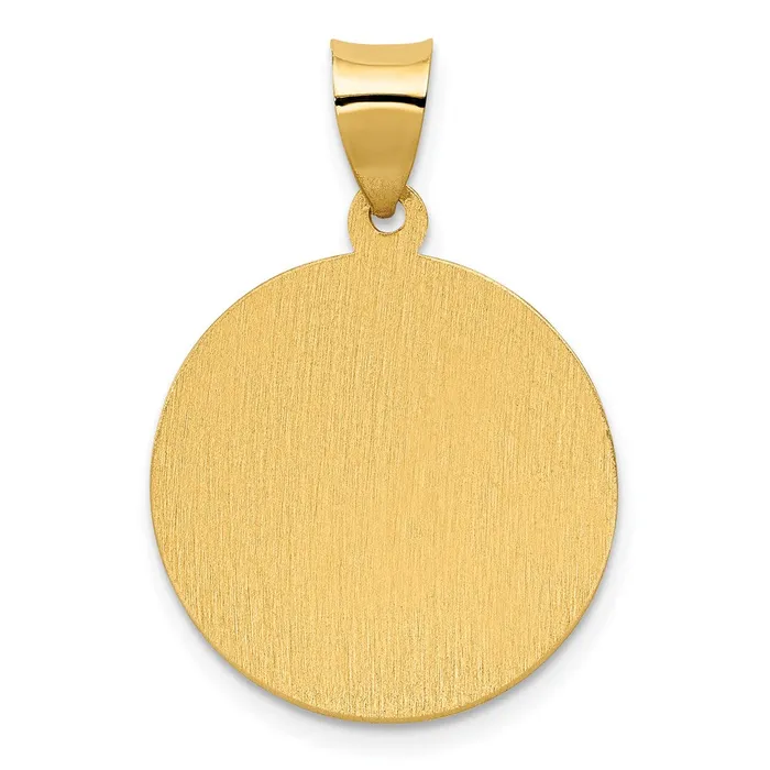 Necklaces TreasureFineJewelers 14k Yellow Gold Polished Satin Hollow Divino Nino Round Medal Pendant
