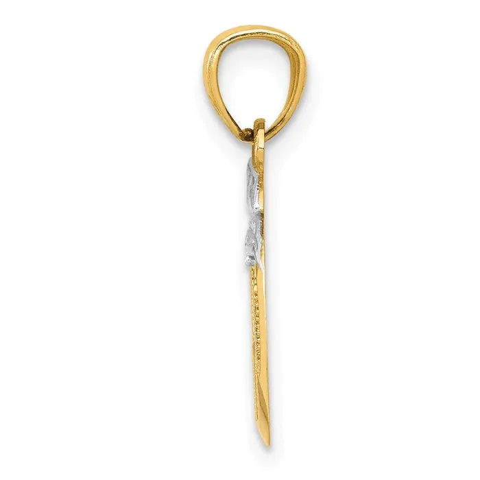 Necklaces TreasureFineJewelers 14k Yellow Gold Rhodium with White Gold Rhodium Cutout New York Skyline in Apple Pendant