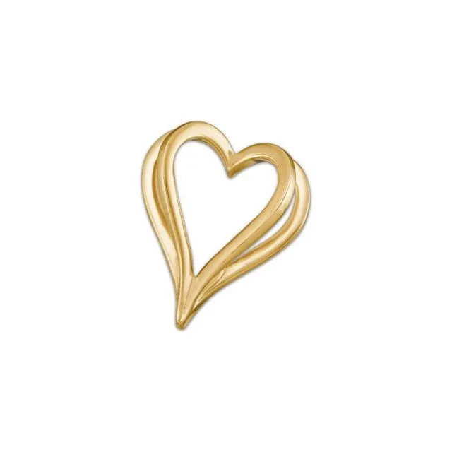 Necklaces TreasureFineJewelers 14K Yellow Shadow Heart Slide Pendant