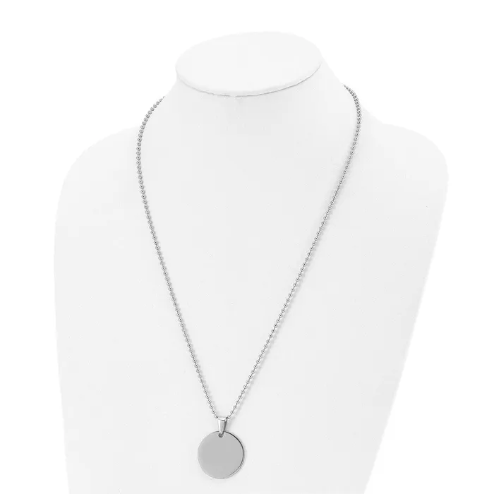 Necklaces TreasureFineJewelers Chisel Stainless Steel Brushed and Polished Reversible Round 2mm Dog Tag on a 24 inch Ball Chain Necklace