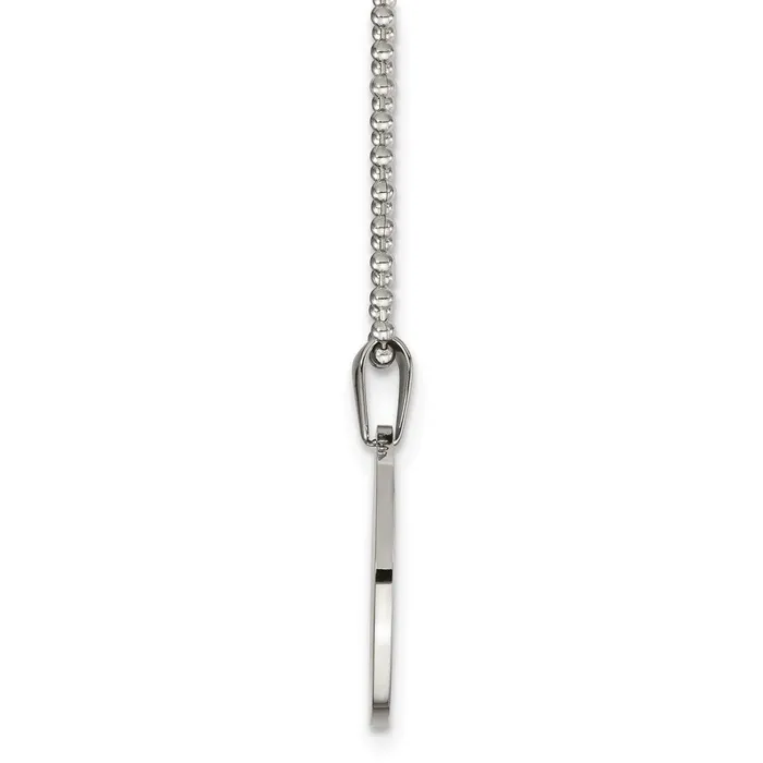 Necklaces TreasureFineJewelers Chisel Stainless Steel Brushed and Polished Reversible Round 2mm Dog Tag on a 24 inch Ball Chain Necklace