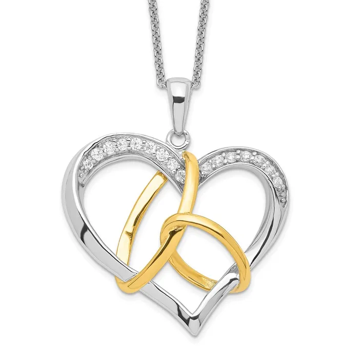 Necklaces TreasureFineJewelers Sentimental Expressions Sterling Silver Goldplated CZ To Have And To Hold 18in Necklace Necklaces TreasureFineJewelers Sentimental Expressions Sterling Silver Goldplated CZ To Have And To Hold 18in Necklace