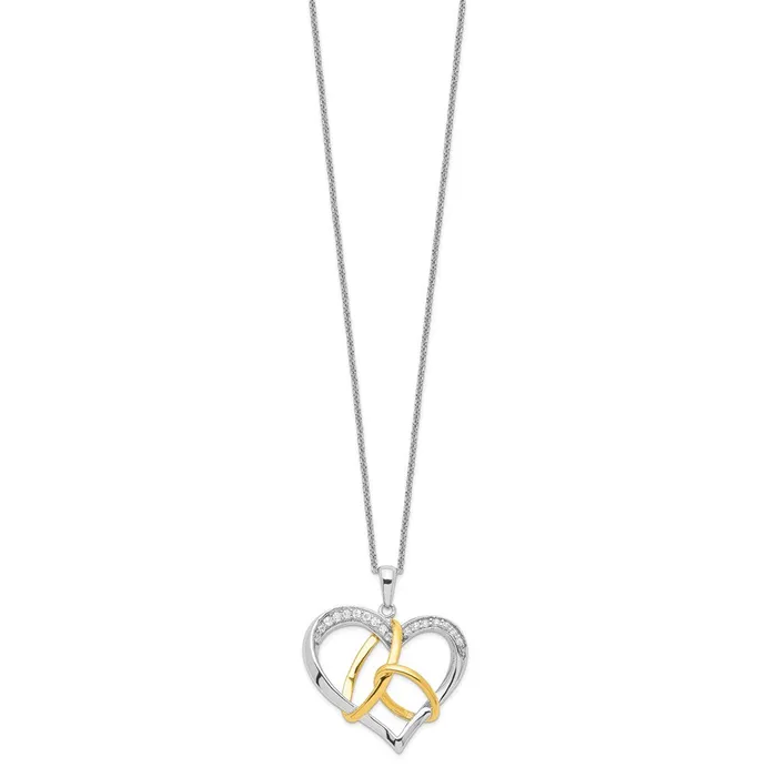 Necklaces TreasureFineJewelers Sentimental Expressions Sterling Silver Goldplated CZ To Have And To Hold 18in Necklace
