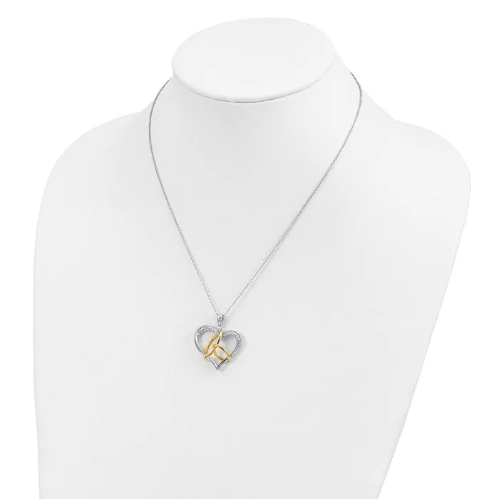 Necklaces TreasureFineJewelers Sentimental Expressions Sterling Silver Goldplated CZ To Have And To Hold 18in Necklace