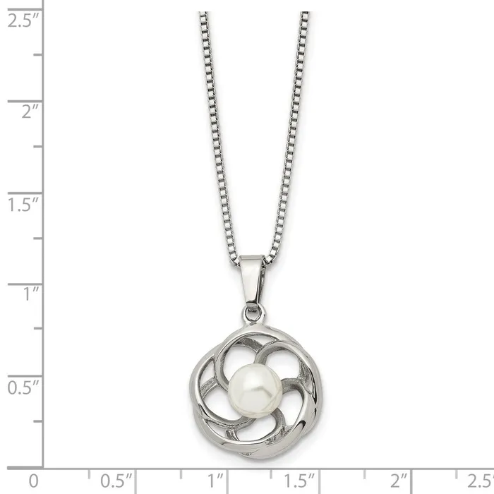 Necklaces TreasureFineJewelers Stainless Steel Polished wFreshwater Cultured Pearl 18in Necklace