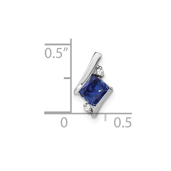 Necklaces TreasureFineJewelers Sterling Silver Antique Cushion Cr Sapphire and Diamond Pendant