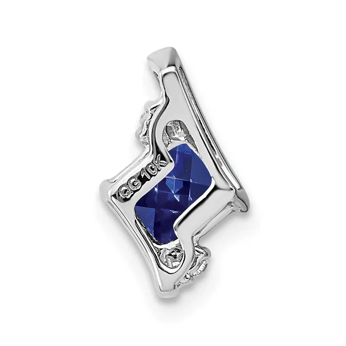 Necklaces TreasureFineJewelers Sterling Silver Antique Cushion Cr Sapphire and Diamond Pendant
