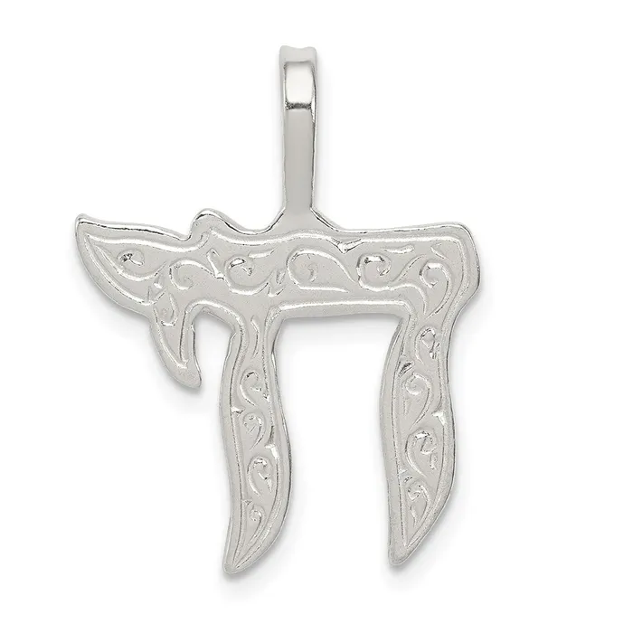 Necklaces TreasureFineJewelers Sterling Silver Chai Pendant