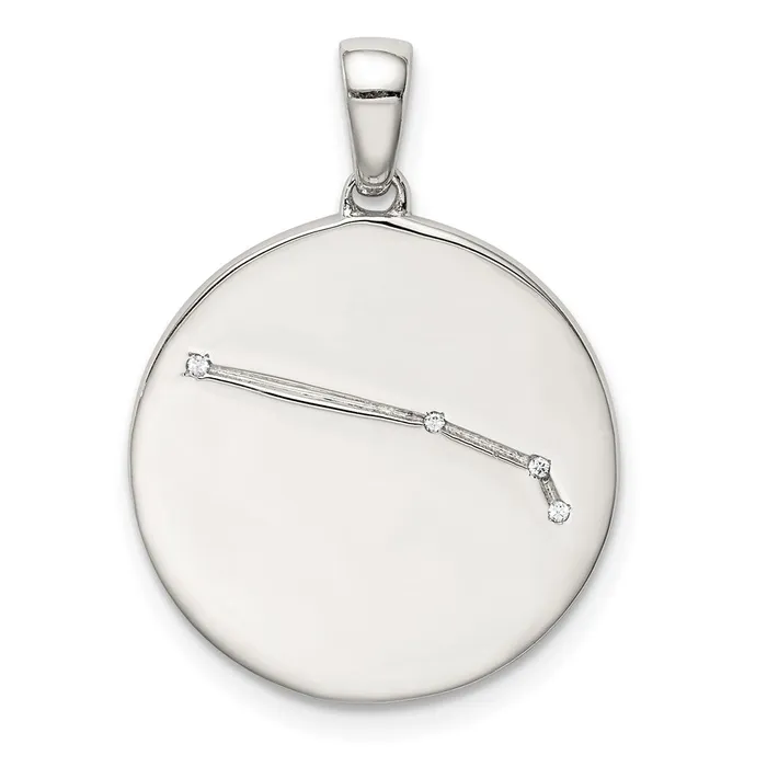 Necklaces TreasureFineJewelers Sterling Silver CZ Aries Zodiac Pendant