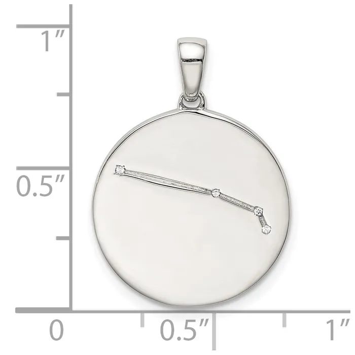 Necklaces TreasureFineJewelers Sterling Silver CZ Aries Zodiac Pendant