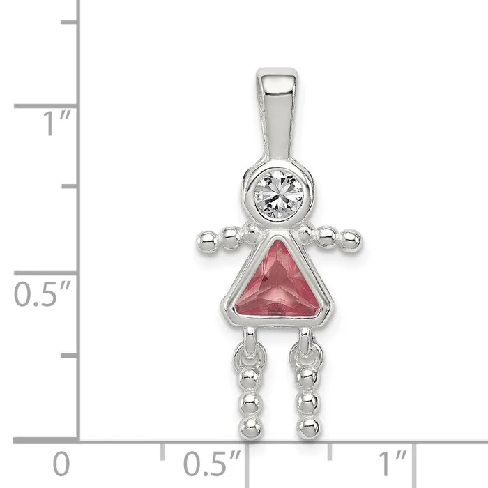Necklaces TreasureFineJewelers Sterling Silver CZ June Glass Girl Pendant