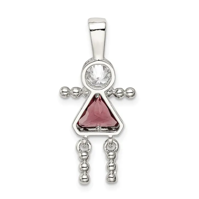Necklaces TreasureFineJewelers Sterling Silver CZ June Glass Girl Pendant