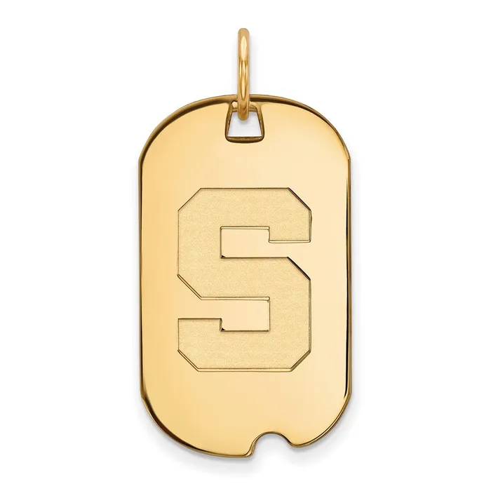Necklaces TreasureFineJewelers Sterling Silver Goldplated Michigan State University Letter S Small Dog Tag Pendant Necklaces TreasureFineJewelers Sterling Silver Goldplated Michigan State University Letter S Small Dog Tag Pendant
