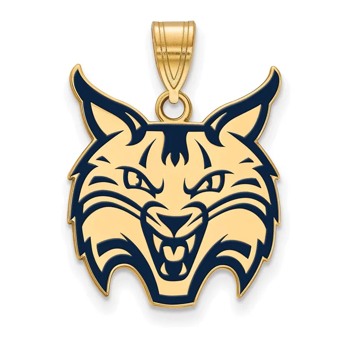 Necklaces TreasureFineJewelers Sterling Silver Goldplated Quinnipiac University Bobcat Large Enameled Pendant Necklaces TreasureFineJewelers Sterling Silver Goldplated Quinnipiac University Bobcat Large Enameled Pendant