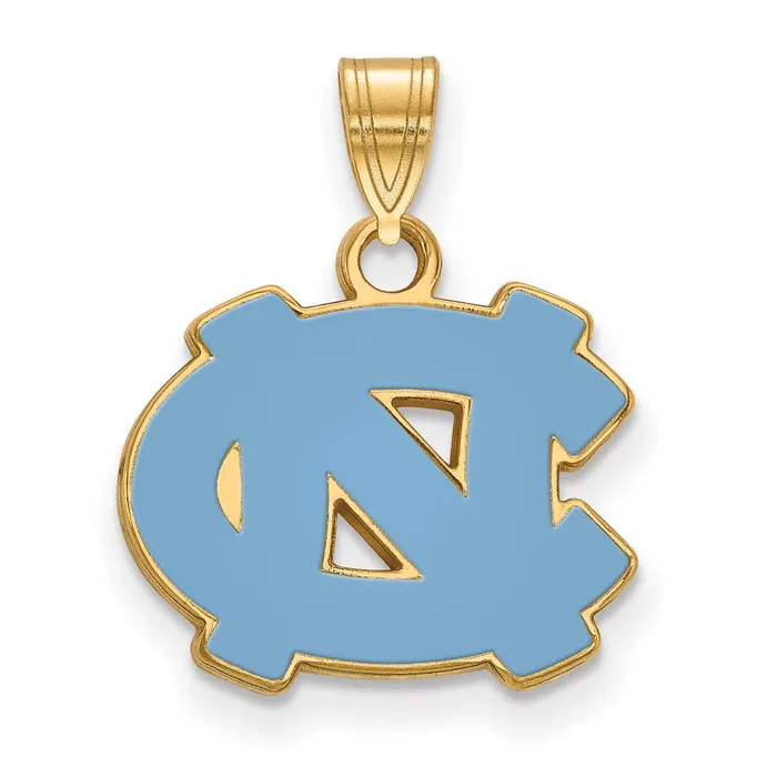 Necklaces TreasureFineJewelers Sterling Silver Goldplated University of North Carolina NC Small Enameled Pendant Necklaces TreasureFineJewelers Sterling Silver Goldplated University of North Carolina NC Small Enameled Pendant