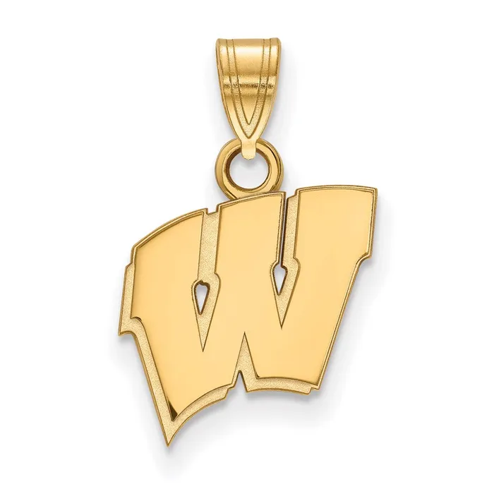 Necklaces TreasureFineJewelers Sterling Silver Goldplated University of Wisconsin Letter W Small Pendant Necklaces TreasureFineJewelers Sterling Silver Goldplated University of Wisconsin Letter W Small Pendant