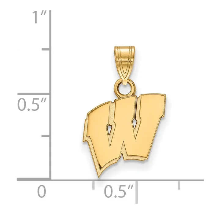 Necklaces TreasureFineJewelers Sterling Silver Goldplated University of Wisconsin Letter W Small Pendant