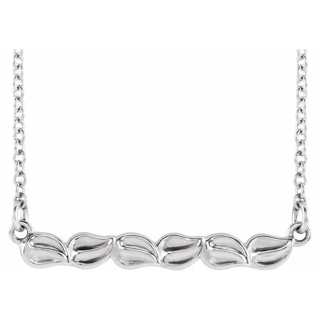 Necklaces TreasureFineJewelers Sterling Silver Leaf Bar 1618 Necklace