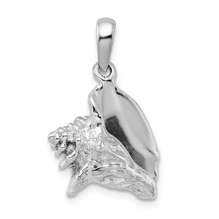 Necklaces TreasureFineJewelers Sterling Silver Polished 3D Conch Shell Pendant Necklaces TreasureFineJewelers Sterling Silver Polished 3D Conch Shell Pendant