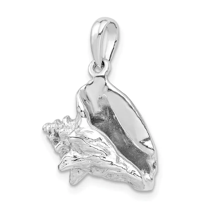 Necklaces TreasureFineJewelers Sterling Silver Polished 3D Conch Shell Pendant