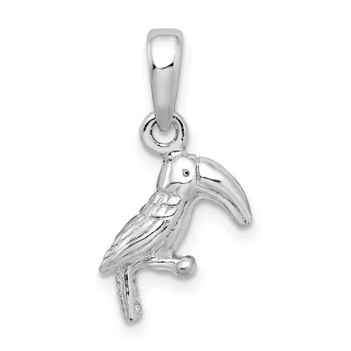 Necklaces TreasureFineJewelers Sterling Silver Polished 3D Toucan Bird Pendant Necklaces TreasureFineJewelers Sterling Silver Polished 3D Toucan Bird Pendant