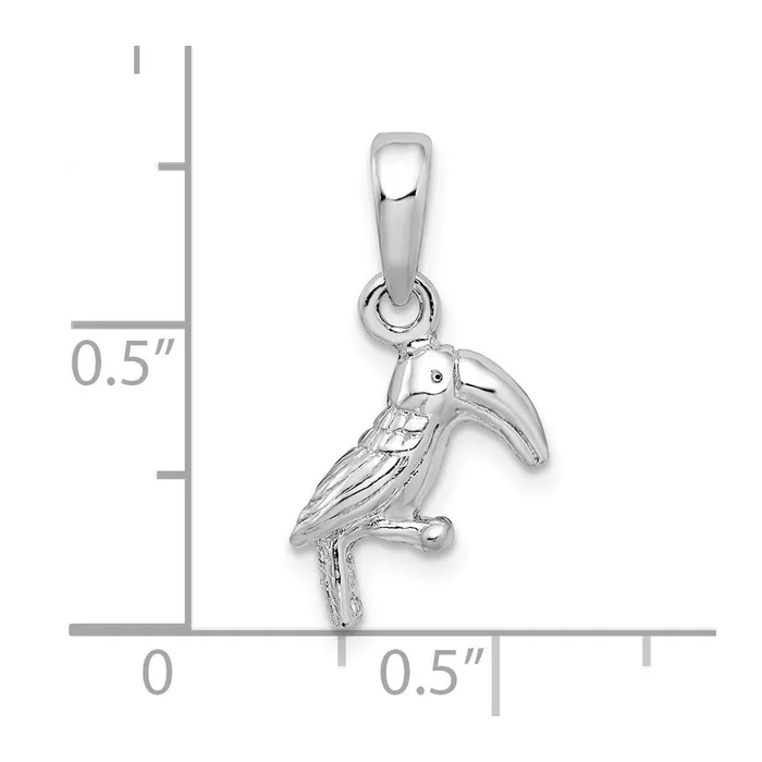 Necklaces TreasureFineJewelers Sterling Silver Polished 3D Toucan Bird Pendant
