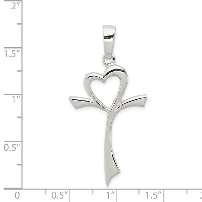 Necklaces TreasureFineJewelers Sterling Silver Polished Heart Cross