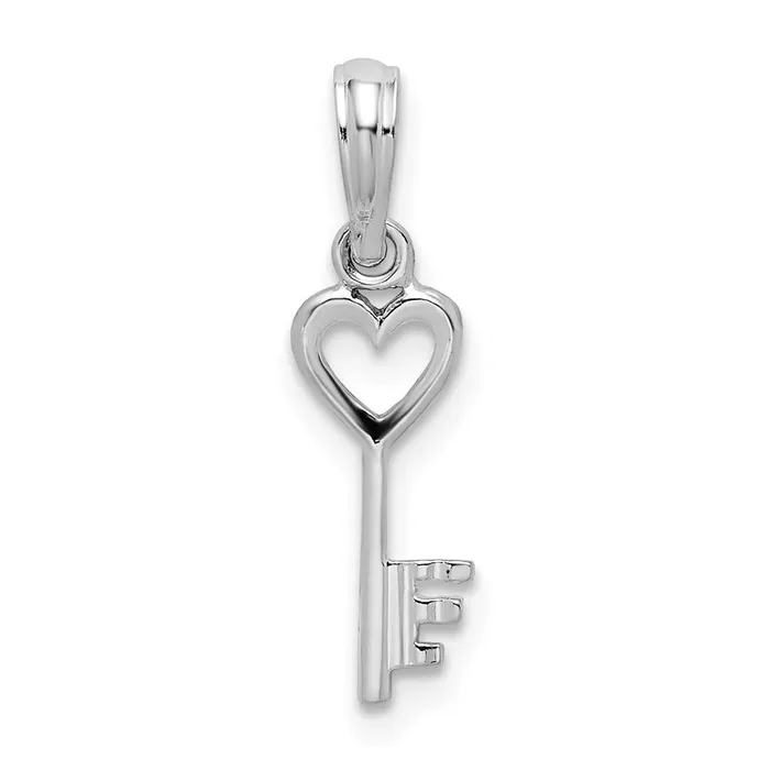 Necklaces TreasureFineJewelers Sterling Silver Polished Key wHeart Top Pendant Necklaces TreasureFineJewelers Sterling Silver Polished Key wHeart Top Pendant