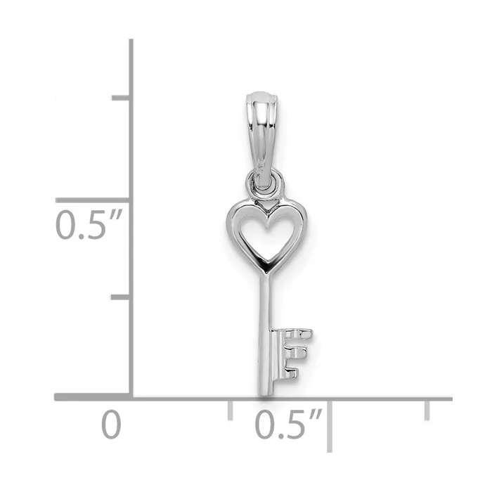 Necklaces TreasureFineJewelers Sterling Silver Polished Key wHeart Top Pendant