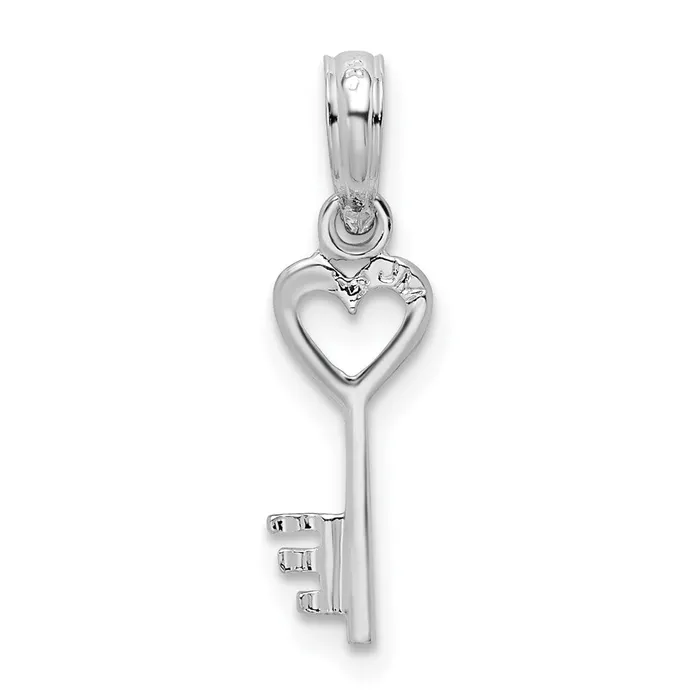 Necklaces TreasureFineJewelers Sterling Silver Polished Key wHeart Top Pendant