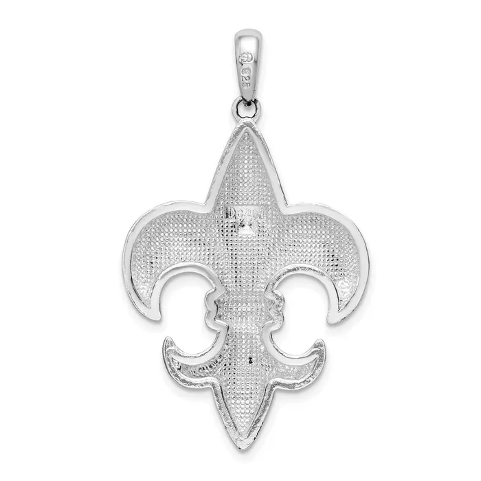 Necklaces TreasureFineJewelers Sterling Silver Polished Large Fleur de Lis Pendant