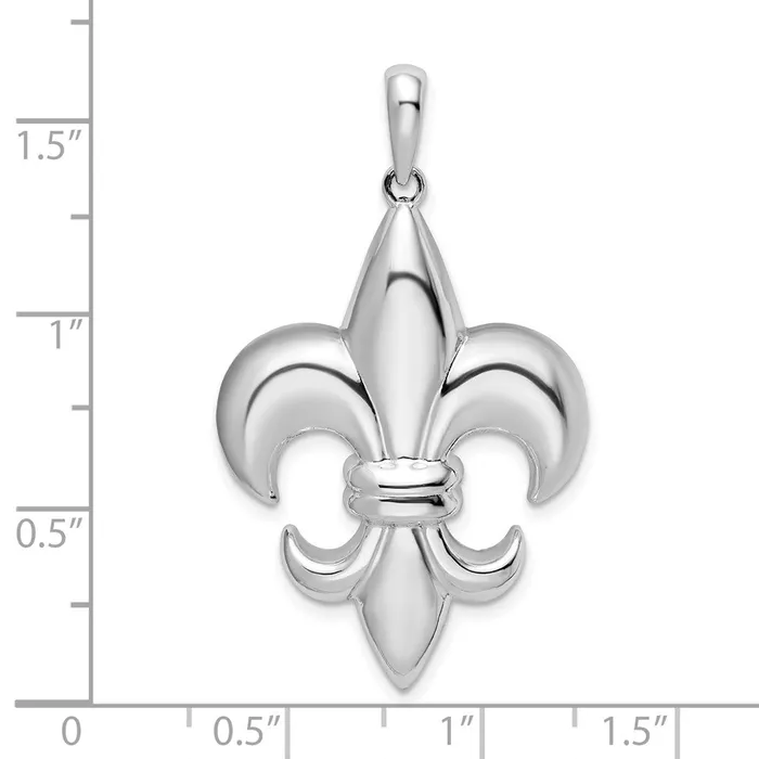 Necklaces TreasureFineJewelers Sterling Silver Polished Large Fleur de Lis Pendant